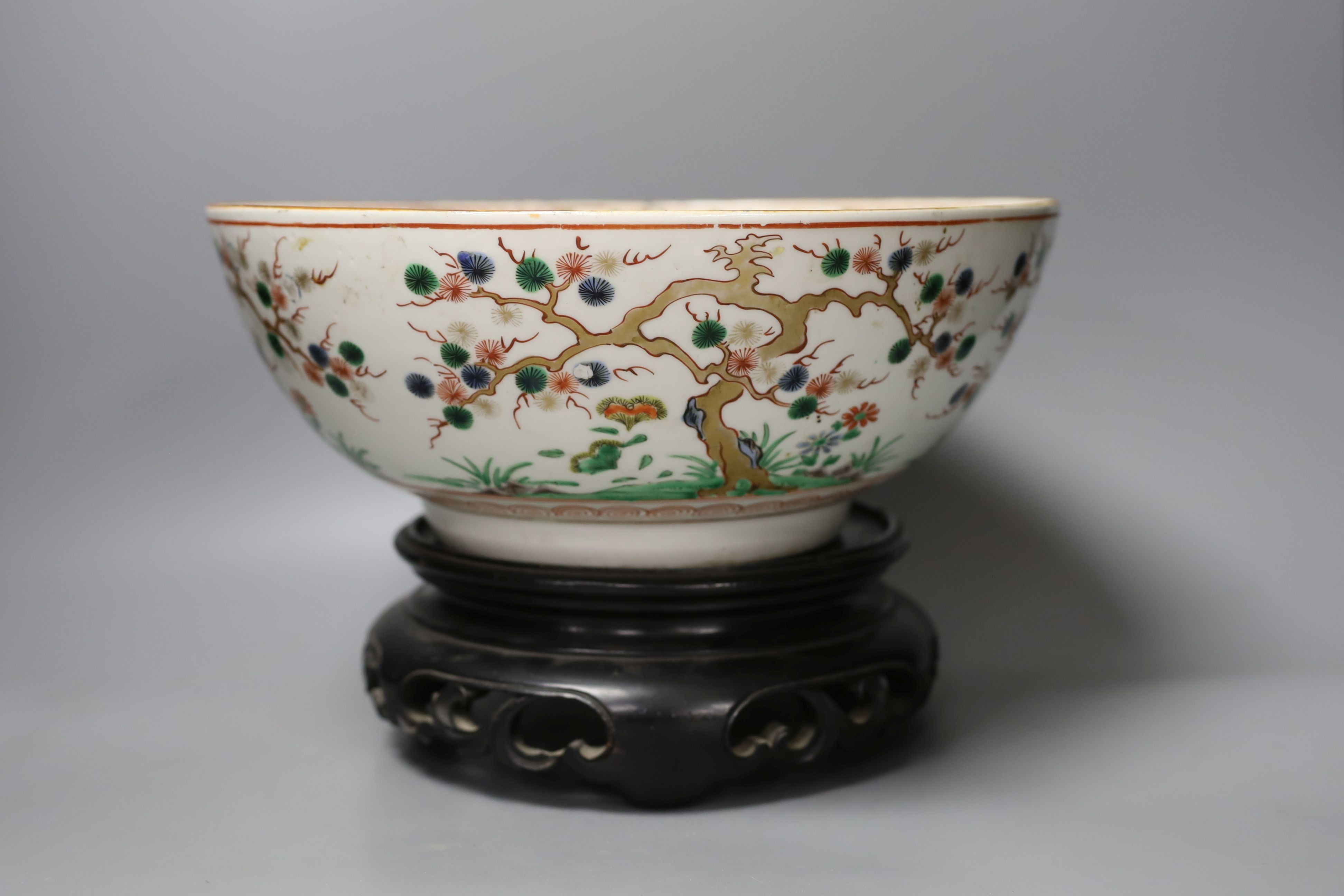 A 19th century Japanese Kutani bowl on stand - 20cm tall